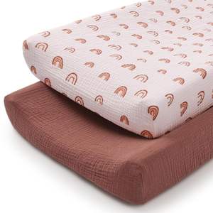Personnalisé arc-en-ciel organique mousseline coton couche lavable absorbant l'eau bébé <span class=keywords><strong>lit</strong></span> tapis pare-chocs pour cadeau - Product Image 4