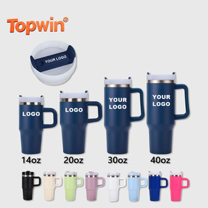 Vente en gros de gobelets isothermes pour enfants de 14 oz, 20 oz, 30 oz et 40 oz, en acier inoxydable, avec poignée et logo sur le couvercle - Product Image 1