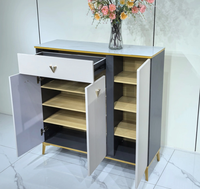 Meuble à chaussures moderne blanc pour entrée, pieds dorés, mobilier pour maison et hôtel, vente en gros
