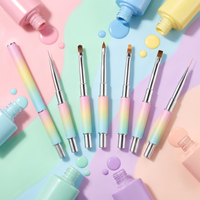 Ensemble de 6 pinceaux de luxe personnalisables pour nail art, dégradé de couleurs, pour la maison et le salon, soin des ongles en gel, manucure, poils en nylon, double tête ovale