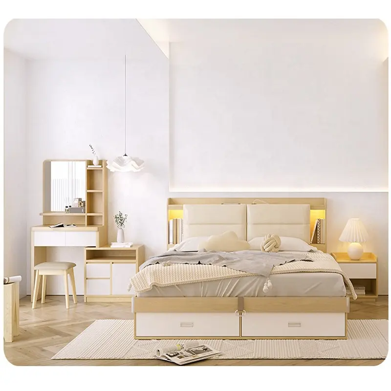 मास्टर समकालीन कमरे 2023 शैलियों सुइट्स लकड़ी दिलासा बिस्तर आकार आधुनिक बेडरूम फर्नीचर सेट रानी राजा