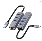 อะแดปเตอร์เครือข่าย <span class=keywords><strong>USB</strong></span> 3.0 HUB Type C เป็น <span class=keywords><strong>Ethernet</strong></span>,ตัวแยกสัญญาณ1000Mbps Rj45 <span class=keywords><strong>USB</strong></span>-C พร้อม3พอร์ต USB3.0สำหรับ MacBook Pro - Product Image 6