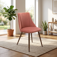 Chaise de salle à manger moderne en tissu velours style mid-century, assise moelleuse, pieds en bois, chaise de cuisine