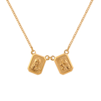 Collier scapulaire en acier inoxydable plaqué or avec médaille carrée catholique Vierge de Carmen de Guadalupe, bijou sacré de Jésus