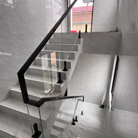 Rampe d'escalier moderne sans cadre en verre trempé, en alliage d'aluminium, avec profilé en U, résistante à la rouille, pour balcon