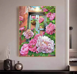 Cổ Điển Hoa Mẫu Đơn Hoa Sơn Kim Cương Kit Cho Người Lớn Ngắn Lint Vải Chéo Khâu In Vải Vuông Đá Quý Nghệ Thuật Cho - Product Image 3