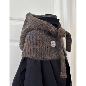 <span class=keywords><strong>Cagoule</strong></span> et écharpe tout-en-un pour <span class=keywords><strong>femme</strong></span>, bonnet tricoté chaud d'hiver avec cache-oreilles, écharpe à capuche tendance - Product Image 5