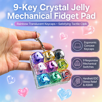 Keycaps PVC en forme de cœur transfrontaliers, 9 touches, anti-stress, testeur de touches, colorés, transparents, tactiles, Fidget Clicker