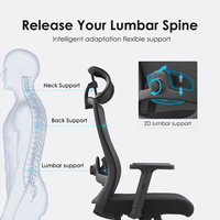Chaise de bureau ergonomique pivotante avec support lombaire 2D réglable, directement de l'usine, pour bureaux gouvernementaux et immeubles de bureaux