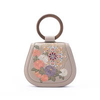 Bolso de Mano Inspirado en Diseñadores, Bordado Floral 3D, Cuero Sintético PU, Regalo Navideño