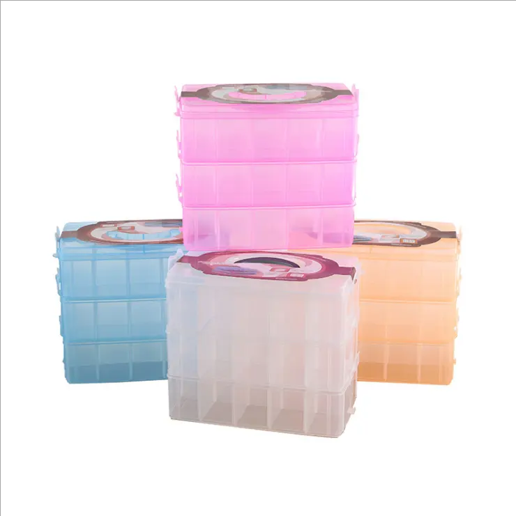 New Selling Extra Large Three Layers Multi-Grid Loose Beads Accessories Transparent Plastic Box