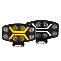 Feux de route LED 9 pouces, faisceau haut et bas bicolore jaune et blanc, lampe de toit et de spot pour camion européen, aluminium universel tout-terrain
