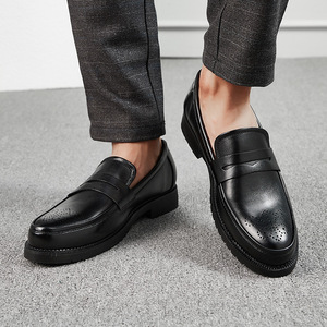 46 Large Luxury Leather Men's Dress <strong>Shoes</strong> Business Casual Toe Outdoor Slip-On Loafers Genuine Leather Rubber Quality Pairs Men - Product Image 6