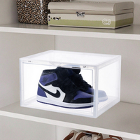 Boîte de rangement pour chaussures en acrylique transparent, avec devant rabattable, boîte de rangement pour chaussures en plastique empilable, magnétique, UV, emballage pour chaussures