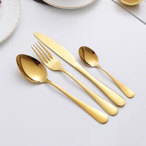Luxury Stainless Steel <b>Cutlery</b> Set <b>Gold</b> Plated <b>Black</b> Red Handles 20 Piece Western Tableware Gift For Christmas - Product Image 2
