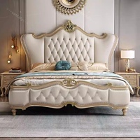 Europäischer Luxus-Kingsize-Plattformbett aus massivem Gummiholz mit Stauraum, modernes minimalistisches Design, umweltfreundlich, langlebig, komfortabel, weich