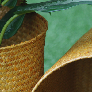 Cesto portaoggetti in tessuto paglierino di colore naturale senza maniglia per l'organizzazione di un soggiorno domestico cesto gioielli e cesto di fiori - Product Image 6