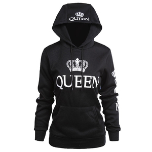 Sudaderas con capucha de sport para parejas, estampado de letras <span class=keywords><strong>King</strong></span> y Queen - Product Image 3