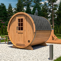 Sauna en bois de cèdre rouge pour 4 personnes, fonction vapeur humide, sauna en baril extérieur avec chauffage au poêle, villas, prix bas