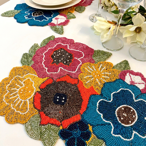 Handmade Beaded Embroidered <b>Table</b> <b>Runner</b> Floral Placemats Custom <b>Table</b> Linen for Home <b>Wedding</b> Hotel Banquet - Product Image 1