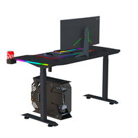 Bureau debout électrique réglable en hauteur BEISIJIE 65 pouces, bureau d'ordinateur de jeu grand format avec moteur unique et éclairage LED RGB