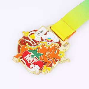 เหรียญรางวัลนักแข่งอัศวินเทมพลาร์แบบสั่งทำพร้อมโลโก้ ตัดจากโลหะผสมสังกะสี ชุบทอง พิมพ์แบบ Letterpress ขายส่ง - Product Image 4