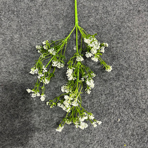 Bouquet artificiel de fleurs de gypsophile simulées en soie blanches à 3 branches pour la décoration de la maison et de mariage - Product Image 1