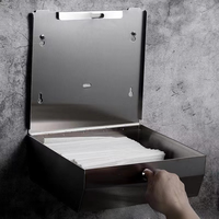 Distributeur de mouchoirs mural carré en acier inoxydable 304 pour toilettes, salles de bain et cuisines (usage commercial)