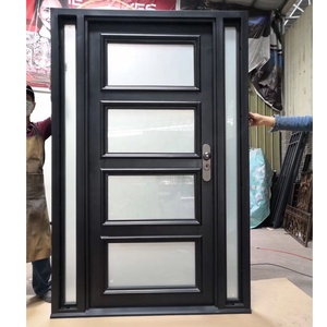 Offre Spéciale Conceptions de porte en métal en fer forgé Porte d'entrée simple avec fenêtre latérale Porte d'entrée extérieure de maison Autre Moderne 260 - Product Image 1