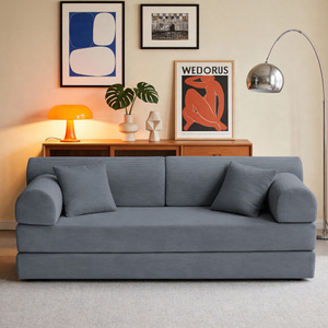 Three Seat Convertible Sleeper <b>Sofa</b> Bed Corduroy/Foam Folding Mattress Couch Fixed-Shape Frame for Living Room <b>Hotel</b> Villa - Product Image 2