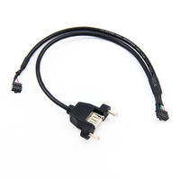 Cable de Extensión USB Personalizado de Tipo A Hembra a Terminal de 2.0 mm para Montaje en Panel con Tornillos
