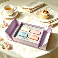 Boîte cadeau rigide magnétique à double porte, rose violacé, personnalisée, pour emballage de pinces à cheveux, papier de luxe