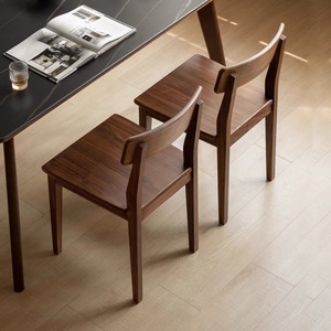 Silla de comedor de madera maciza de nogal negro norteamericano 440x448x780mm, diseño estable para adultos y personas mayores - Product Image 4