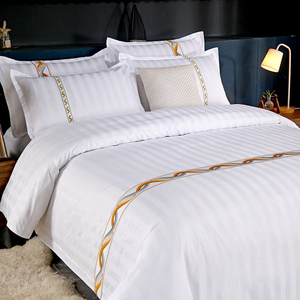Suministros de hotel blanco King Size 300tc bordado 100% algodón sábana juego de cama de algodón - Product Image 3