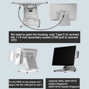 15.6 + 10.1 inch cảm ứng đôi Màn hình máy Windows Android Pos Nhà Hàng Android tất cả trong một POS - Product Image 5