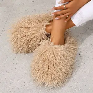 big real fox fur slide sandals for women Sandals custom slides rabbit fur sole fur slippers