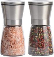 Moulin à poivre et salière manuel en verre avec capuchon en acier inoxydable, corps en verre, capacité de 6OZ, ml