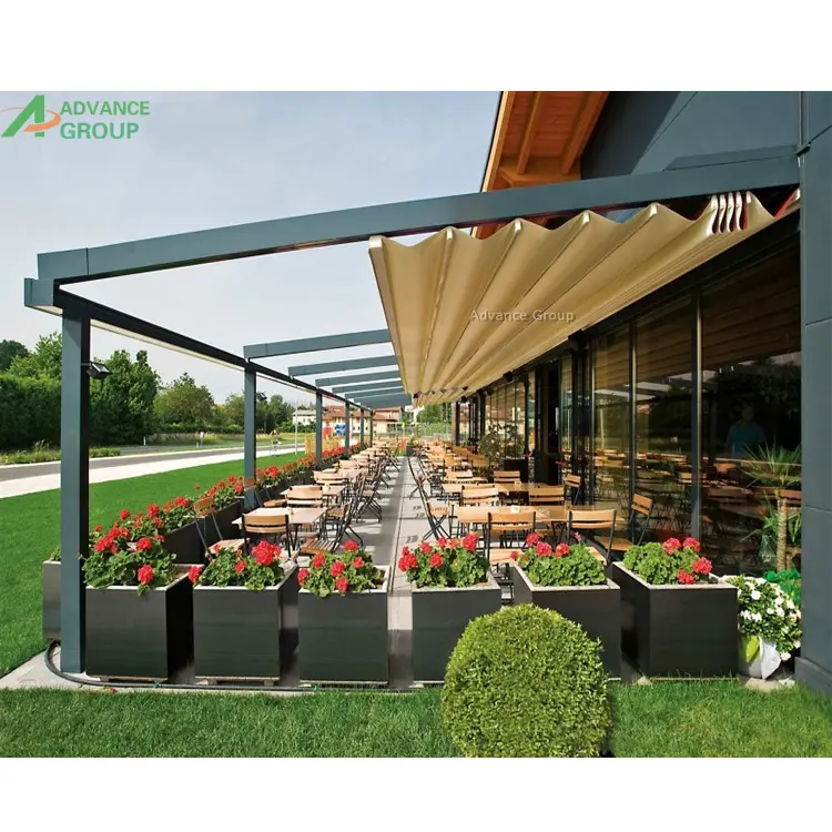 2024 Abertura exterior Gazebo Automatic PVC Pergola Systems Metal Garagem Pátio Toldo Telhado retrátil