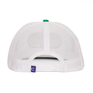 Casquettes de camionneur personnalisées à 5 panneaux avec logo brodé vert, toutes en maille - Product Image 4