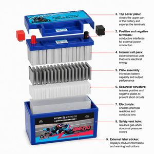 Batterie de moto co-marquée CFMOTO, batterie au plomb haute performance pour YTZ10 Racing Standard 12V 8.6Ah - Product Image 4