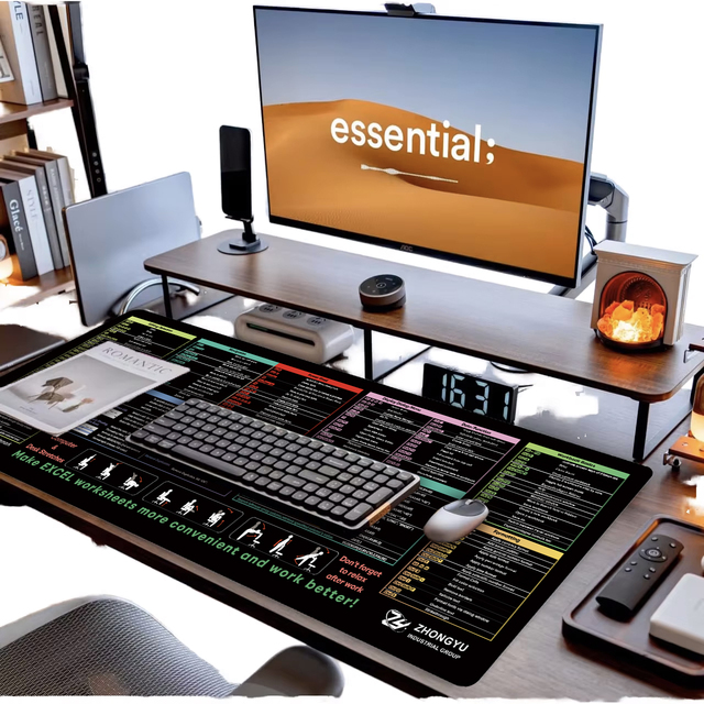 Excel Shortcuts Gaming Mouse Pad 80x30cm Non-Slip Base Stitched Edges Extended XL Rubber Material Customized Printing Stock