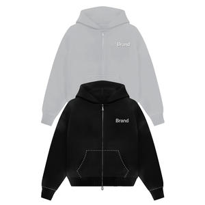 Fabricante de Sudaderas con Capucha Personalizadas con Doble Cremallera, Sudaderas con Capucha Extra Grandes y Gruesas de Color Gris para Hombre - Product Image 5
