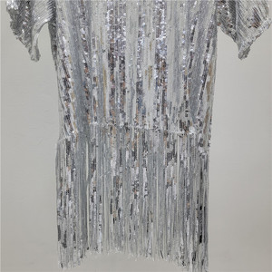 Bettergirl 2026 Nuova Collezione Estiva T-shirt Nera con Paillettes e <span class=keywords><strong>Frange</strong></span>, Collo Tondo, Manica Corta - Product Image 6