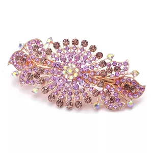 Princess Barrette Metal Large Shining Rhinestone Spring Hair Clips Accessories Crystal Spring Hair Clip For Women