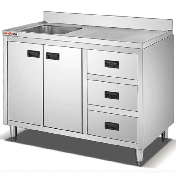 Industrial Stainless Kitchen Sink Table With Cabinet And Drawers custom sink metal kitchen cabinet with drawers in Thailand