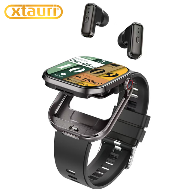 XTAURI 2 in 1 Smart Watch With Sport Smartwatch Metal Body Fitness Tracker Heart Rate Monitor Sport Smartwatch for Men