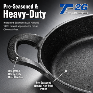 <b>Cast</b> <b>Iron</b> Sizzling Skillet Oval with Wooden Base 2 in 1 Sizzler Platter Set Induction Compatible Oven Safe 500F NSF CE - Product Image 6