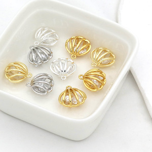 Plaqué or 18 carats, contient du zircon, pendentif en forme de coquille, breloque en forme de coquille Saint-Jacques, bracelet DIY, boucles d'oreilles, ornement D103D - Product Image 4