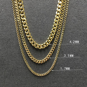 Vòng cổ vàng 18K nguyên chất, kiểu dây Cuban, kích thước có thể điều chỉnh, có thể tùy chỉnh, trang sức thời trang dành cho nữ và bé gái, thích hợp cho tiệc tùng và sử dụng hàng ngày - Product Image 1