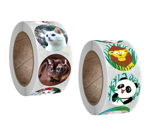 Rollo de Adhesivos Divertidos con Dibujos Animados de Animales para Niños, Adhesivos para Rascar de 1 Pulgada, Material Escolar para Maestros, Incentivo y Motivación - Product Image 1